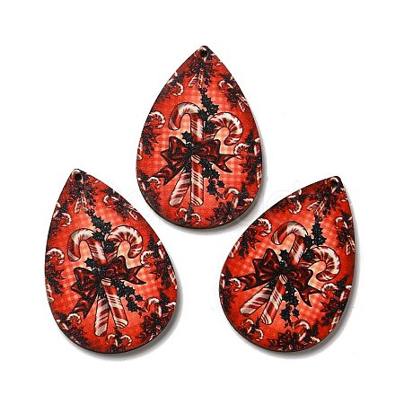 Single Face Printed Wood Big Pendants WOOD-H102-03C-1