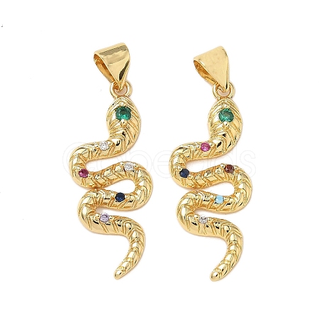 Brass Micro Pave Cubic Zirconia Pendants KK-L243-29G-02-1