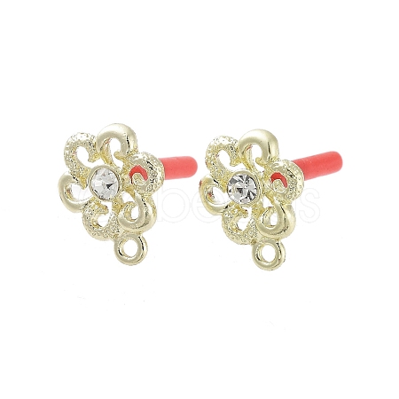 Rack Plating Golden Alloy with Rhinestone Stud Earring Findings EJEW-B036-02G-04-1