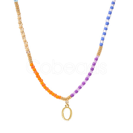 Rainbow Gradient Glass Seed Beaded Necklaces AF2375-15-1