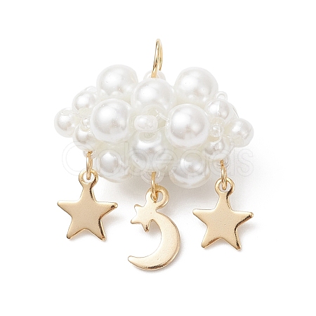 Pearlized Glass Pearl Beads Pendants PALLOY-MZ01101-04-1