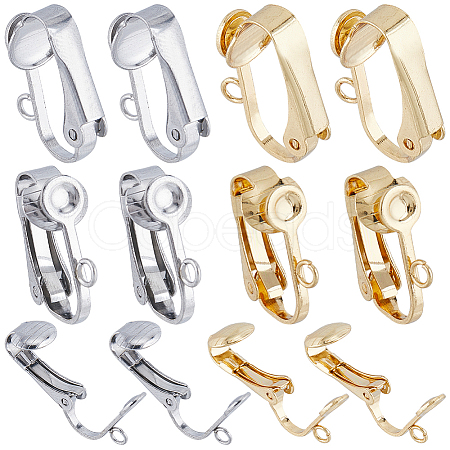 40Pcs 2 Colors 304 Stainless Steel Clip-on Earrings Findings STAS-SC0005-83-1