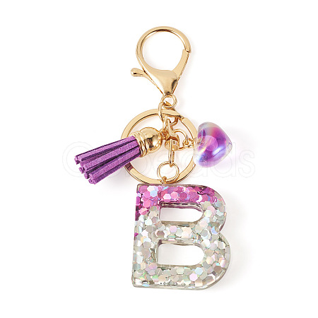 Alloy Resin Heart Keychains KEYC-TADJ0002-01G-B-1