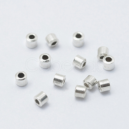 Rhodium Plated 925 Sterling Silver Crimp Beads STER-L063-04P-1
