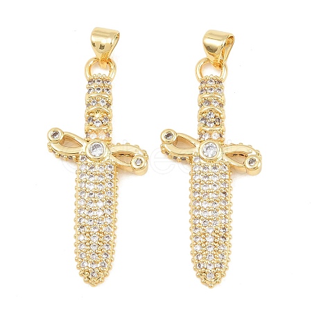 Brass Micro Pave Clear Cubic Zirconia Pendants KK-C170-19G-1