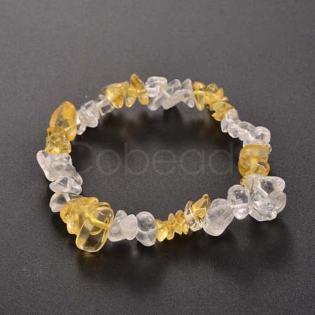 Chips Citrine(Dyed & Heated) Beaded Stretch Bracelets BJEW-JB01825-05-1