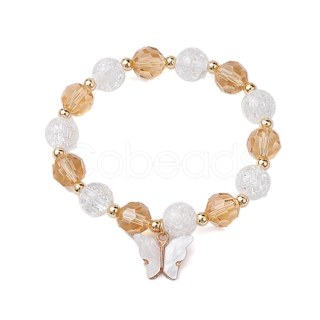 10mm Round Imitation Austrian Crystal & Crackle Acrylic Beaded Stretch Bracelets BJEW-JB10556-01-1