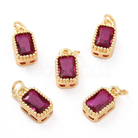 Real 18K Gold Plated Brass Inlaid Cubic Zirconia Charms X-ZIRC-L100-075G-04-1