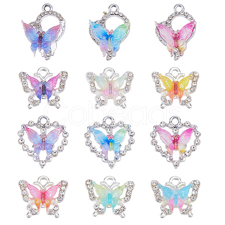 24Pcs 12 Styles Alloy Resin Pendants FIND-DC0008-07-1