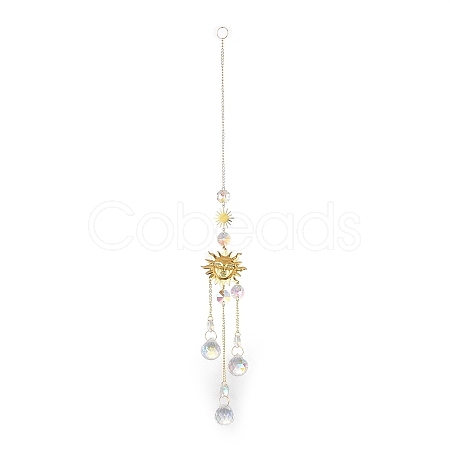 Glass Teardrop Big Pendant Decorations HJEW-M005-05A-G-1