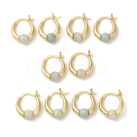 Natural Malaysia Jade Round Beaded Hoop Earrings EJEW-A099-03G-05-1