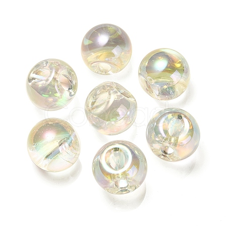 UV Plating Rainbow Iridescent Acrylic Beads OACR-F006-08H-1
