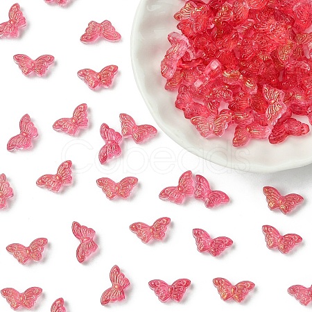 100Pcs Transparent Spray Painted Glass Beads GLAA-YW0005-09A-1
