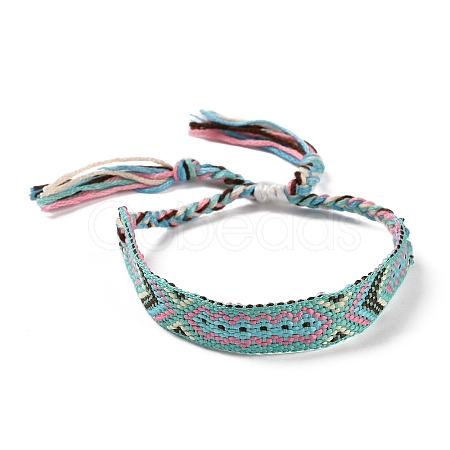 Polyester-cotton Braided Rhombus Pattern Cord Bracelet FIND-PW0013-001A-19-1