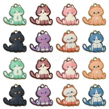 16Pcs 8 Styles Alloy Enamel Pendants ENAM-CJ0004-93-1