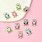 10Pcs 5 Colors Printed Alloy Pendants, Cadmium Free & Nickel Free & Lead Free, Owl Charm, Golden, Mixed Color, 21.5x15x2.3mm, Hole: 2mm, 2pcs/color