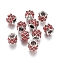 Antique Silver Plated Alloy European Beads, Large Hole Beads, with Rhinestone, Column, Siam, 9.5x9.5mm, Hole: 4.5mm