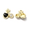 Alloy Pendant, with Glass, Light Gold, Lead Free & Cadmium Free, Cherry Charm, Black, 14x15x5mm, Hole: 1.5mm