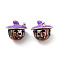 Halloween Rack Plating Brass Enamel European Beads, Long-Lasting Plated, Cadmium Free & Lead Free, Large Hole Beads, Pumpkin with Hat, Platinum, 12x13.5mm, Hole: 4.2mm