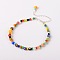 Handmade Millefiori Glass Beads Anklets, with Zinc Alloy Lobster Claw Clasps and Iron End Chains, Colorful, 235mm