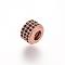 Brass Micro Pave Cubic Zirconia Beads, Column, Rose Gold, 9x6.6mm