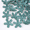 5-Petal Eco-Friendly Cowhide Bead Cap, Flower, Light Sea Green, 24~24.5x25~25.5x7~8mm, Hole: 1.6mm