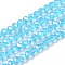 Electroplate Glass Beads Strands, AB Color Plated, Faceted, Rondelle, Cyan, 4x3mm, Hole: 0.4mm, about 113~115pcs/strand, 41~42cm