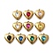 304 Stainless Steel Pendants, with Rhinestone, Real 18K Gold Plated, Ion Plating(IP), Heart, Mixed Color, 17.5x16.5x5.5mm, Hole: 1.4mm