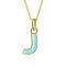 Fashion Tin Alloy Enamel Initial Pendant Necklaces, Letter J, Turquoise, Golden, 17.7 inch(45cm)
