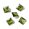 Cubic Zirconia Cabochons, Point Back, Square, Olive Drab, 6x6x3mm