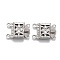 Tarnish Resistant 304 Stainless Steel Box Clasps, Multi-Strand Clasps, 2-Strands, 4-Holes, Rectangle with Flower, Stainless Steel Color, 15x10x3mm, Hole: 1mm