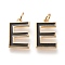 Brass Enamel Pendants, with Jump Ring, Long-Lasting Plated, Real 18K Gold Plated, Letter.E, Black, Letter.E, E: 18x11x1.8mm, Jump Rings: Inner Diameter: 3mm