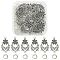 20Pcs Tibetan Style Alloy Chandelier Component Links, Teardrop with Flower, with 100Pcs Jump Rings, Antique Silver, Link: 29x15x2mm, Hole: 0.9 & 1.6mm