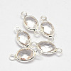 Oval Faceted Silver Color Plated Brass Glass Links connectors X-GLAA-O014-02S-1
