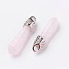 Natural Rose Quartz Pointed Pendants G-P309-05-2