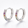Brass Micro Pave Cubic Zirconia Huggie Hoop Earrings EJEW-S201-40P-1