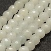 Faceted Natural White Jade Beads Strands X-G-F448-6mm-1