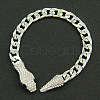 Alloy Black Rhinestone Cuban Link Chain Bracelets for Women WGC9FDE-02-1