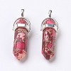Synthetic Regalite/Imperial Jasper/Sea Sediment Jasper Pointed Pendants G-I203-E-3