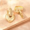 Brass Micro Pave Clear Cubic Zirconia Hoop Dangle Earrings EJEW-G471-30C-G-1