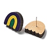 Printing Wood Stud Earrings for Women EJEW-B028-07-2