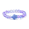 8mm Round Dyed Synthetic Moonstone Beaded Stretch Bracelets BJEW-JB10308-03-1
