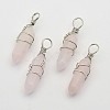 Faceted Bullet Platinum Plated Brass Gemstone Double Terminated Pointed Pendants G-J265-04-1