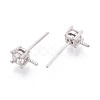 925 Sterling Silver & Clear Cubic Zirconia Stud Earring Findings STER-T008-71P-2