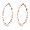 304 Stainless Steel Big Beaded Hoop Earrings EJEW-JE04162-11