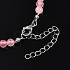 Natural Rose Quartz 4.5mm Round Beaded Flower Pendant Necklaces NJEW-T016-04O-6
