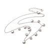 304 Stainless Steel Clear Cubic Zirconia Flat Round & Shell Shaped Bib Necklaces for Women NJEW-U031-08P-02-2