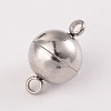 Tarnish Resistant Round 304 Stainless Steel Magnetic Clasps with Loops STAS-N014-01-12mm-1