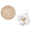 Natural Howlite Clover Pendants PALLOY-JF03180-01-2