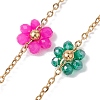 Colorful Glass Beaded Flower Link Chains AJEW-JB01209-01-3
